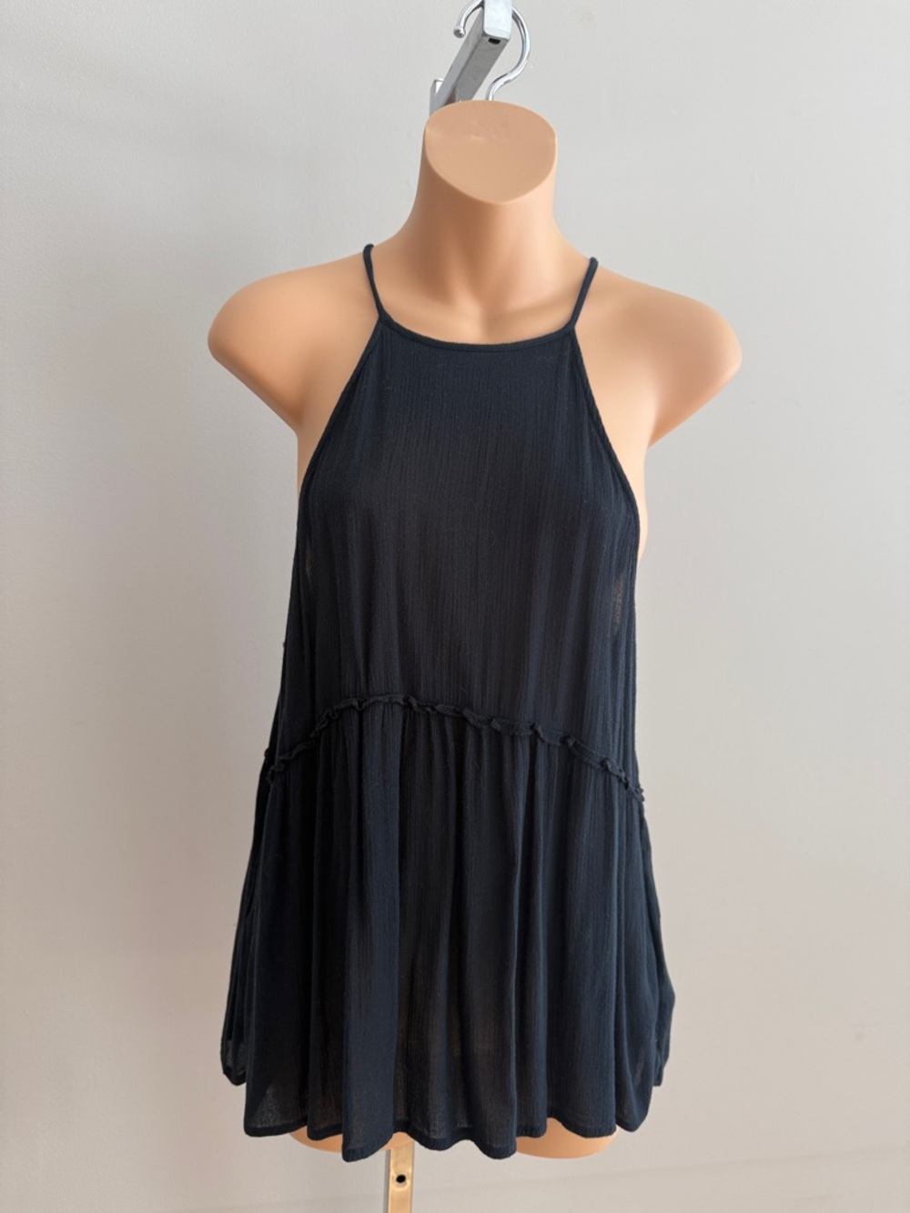 American Eagle Outfitters Black Tank Top with Button Up Back Size SP